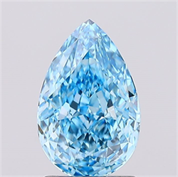 Picture of Lab Created Diamond 1.59 Carats, Pear with  Cut, Fancy Vivid Blue Color, VVS2 Clarity and Certified by IGI
