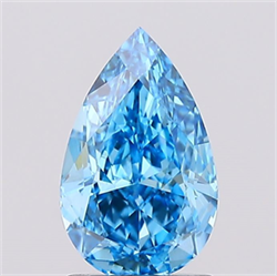 Picture of Lab Created Diamond 1.52 Carats, Pear with  Cut, Fancy Vivid Blue Color, VVS2 Clarity and Certified by IGI