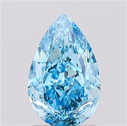 Picture of Lab Created Diamond 1.52 Carats, Pear with  Cut, Fancy Vivid Blue Color, VS2 Clarity and Certified by IGI