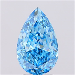 Picture of Lab Created Diamond 2.81 Carats, Pear with  Cut, Fancy Vivid Blue Color, VS1 Clarity and Certified by IGI