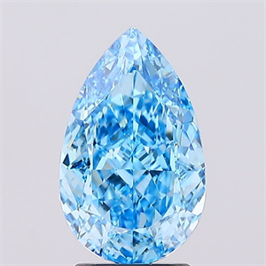 Picture of Lab Created Diamond 2.66 Carats, Pear with  Cut, Fancy Vivid Blue Color, VS1 Clarity and Certified by IGI