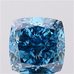 Picture of Lab Created Diamond 3.20 Carats, SQUARE CUSHION with  Cut, Fancy Vivid Blue Color, VVS2 Clarity and Certified by IGI