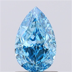 Picture of Lab Created Diamond 1.13 Carats, Pear with  Cut, Fancy Vivid Blue Color, VS1 Clarity and Certified by IGI