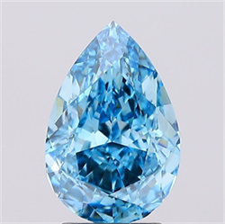 Picture of Lab Created Diamond 2.67 Carats, Pear with  Cut, Fancy Vivid Blue Color, VS1 Clarity and Certified by IGI