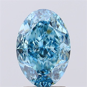 Picture of Lab Created Diamond 2.56 Carats, Oval with  Cut, Fancy Vivid Blue Color, VVS2 Clarity and Certified by IGI