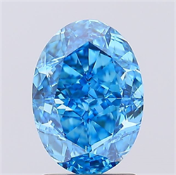Picture of Lab Created Diamond 2.22 Carats, Oval with  Cut, Fancy Vivid Blue Color, VVS2 Clarity and Certified by IGI
