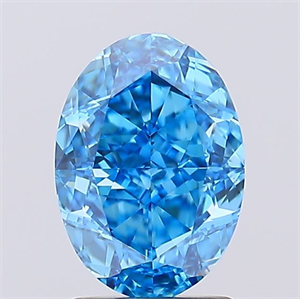 Picture of Lab Created Diamond 2.22 Carats, Oval with  Cut, Fancy Vivid Blue Color, VVS2 Clarity and Certified by IGI