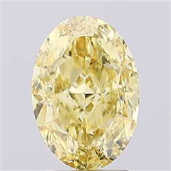 Picture of Lab Created Diamond 2.60 Carats, Oval with  Cut, Fancy Vivid Yellow Color, VS1 Clarity and Certified by IGI
