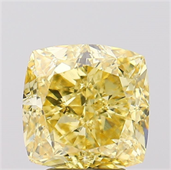 Picture of Lab Created Diamond 4.02 Carats, SQUARE CUSHION with  Cut, Fancy Vivid Yellow Color, VS2 Clarity and Certified by IGI