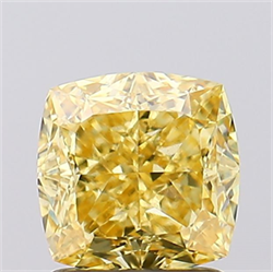 Picture of Lab Created Diamond 1.88 Carats, SQUARE CUSHION with  Cut, Fancy Vivid Yellow Color, VVS2 Clarity and Certified by IGI