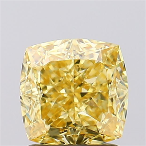 Picture of Lab Created Diamond 1.88 Carats, SQUARE CUSHION with  Cut, Fancy Vivid Yellow Color, VVS2 Clarity and Certified by IGI