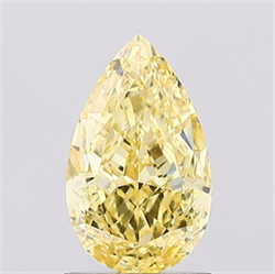 Picture of Lab Created Diamond 1.22 Carats, Pear with  Cut, Fancy Vivid Yellow Color, VS1 Clarity and Certified by IGI