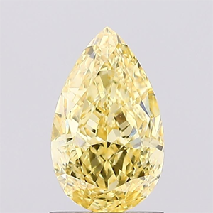 Picture of Lab Created Diamond 1.22 Carats, Pear with  Cut, Fancy Vivid Yellow Color, VS1 Clarity and Certified by IGI