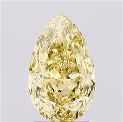 Picture of Lab Created Diamond 2.01 Carats, Pear with  Cut, Fancy Intense Yellow Color, VS2 Clarity and Certified by IGI