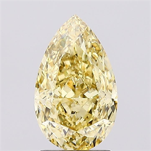 Picture of Lab Created Diamond 2.01 Carats, Pear with  Cut, Fancy Intense Yellow Color, VS2 Clarity and Certified by IGI