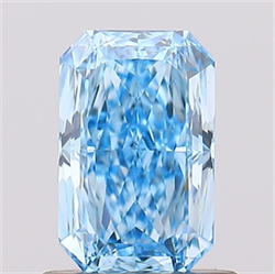 Picture of Lab Created Diamond 1.01 Carats, Radiant with  Cut, Fancy Vivid Blue Color, VVS2 Clarity and Certified by IGI