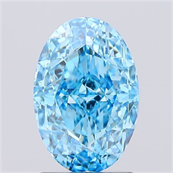 Picture of Lab Created Diamond 2.01 Carats, Oval with  Cut, Fancy Vivid Blue Color, VS2 Clarity and Certified by IGI