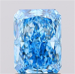 Picture of Lab Created Diamond 1.57 Carats, Radiant with  Cut, Fancy Vivid Blue Color, VVS2 Clarity and Certified by IGI
