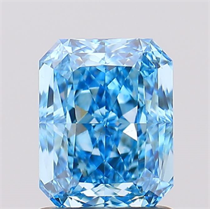 Picture of Lab Created Diamond 1.51 Carats, Radiant with  Cut, Fancy Vivid Blue Color, VS1 Clarity and Certified by IGI