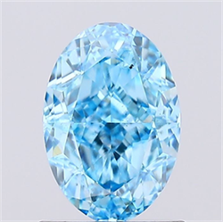Picture of Lab Created Diamond 1.14 Carats, Oval with  Cut, Fancy Vivid Blue Color, VS2 Clarity and Certified by IGI