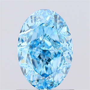 Picture of Lab Created Diamond 1.14 Carats, Oval with  Cut, Fancy Vivid Blue Color, VS2 Clarity and Certified by IGI
