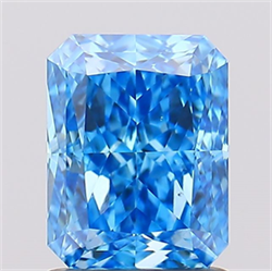 Picture of Lab Created Diamond 1.54 Carats, Radiant with  Cut, Fancy Vivid Blue Color, VS1 Clarity and Certified by IGI