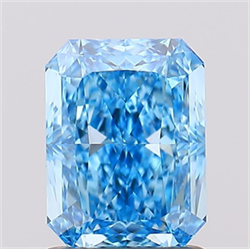 Picture of Lab Created Diamond 1.59 Carats, Radiant with  Cut, Fancy Vivid Blue Color, VVS2 Clarity and Certified by IGI