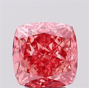 Picture of Lab Created Diamond 3.20 Carats, SQUARE CUSHION with  Cut, Fancy Vivid Pink Color, VS1 Clarity and Certified by IGI