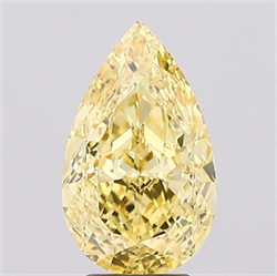 Picture of Lab Created Diamond 4.02 Carats, Pear with  Cut, Fancy Vivid Yellow Color, VS1 Clarity and Certified by IGI