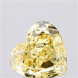 Picture of Lab Created Diamond 2.51 Carats, Heart with  Cut, Fancy Vivid Yellow Color, VS1 Clarity and Certified by IGI