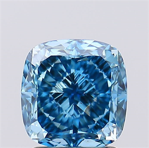 Picture of Lab Created Diamond 2.07 Carats, SQUARE CUSHION with  Cut, Fancy Vivid Blue Color, VS2 Clarity and Certified by IGI