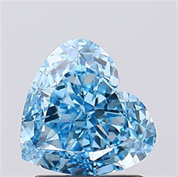 Picture of Lab Created Diamond 1.54 Carats, Heart with  Cut, Fancy Vivid Blue Color, VVS2 Clarity and Certified by IGI