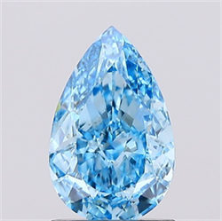 Picture of Lab Created Diamond 1.05 Carats, Pear with  Cut, Fancy Vivid Blue Color, VS1 Clarity and Certified by IGI