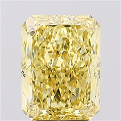 Picture of Lab Created Diamond 5.01 Carats, Radiant with  Cut, Fancy Vivid Yellow Color, VS1 Clarity and Certified by IGI