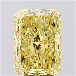 Picture of Lab Created Diamond 5.05 Carats, Radiant with  Cut, Fancy Vivid Yellow Color, VS1 Clarity and Certified by IGI