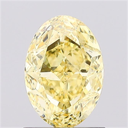 Picture of Lab Created Diamond 1.14 Carats, Oval with  Cut, Fancy Vivid Yellow Color, VS1 Clarity and Certified by IGI