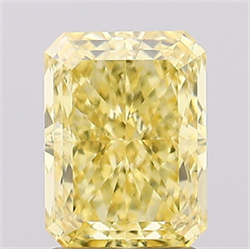 Picture of Lab Created Diamond 2.08 Carats, Radiant with  Cut, Fancy Vivid Yellow Color, VS1 Clarity and Certified by IGI