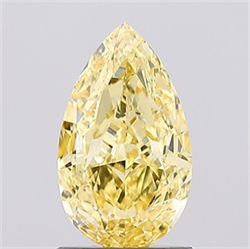 Picture of Lab Created Diamond 1.26 Carats, Pear with  Cut, Fancy Vivid Yellow Color, VS1 Clarity and Certified by IGI