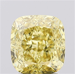 Picture of Lab Created Diamond 2.62 Carats, Cushion with  Cut, Fancy Vivid Yellow Color, VS1 Clarity and Certified by IGI