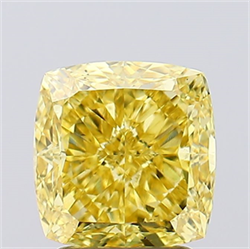 Picture of Lab Created Diamond 2.56 Carats, SQUARE CUSHION with  Cut, Fancy Vivid Yellow Color, VS1 Clarity and Certified by IGI