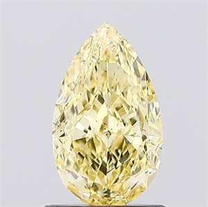 Picture of Lab Created Diamond 1.05 Carats, Pear with  Cut, Fancy Intense Yellow Color, VS2 Clarity and Certified by IGI