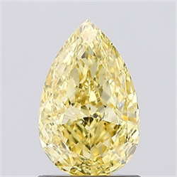 Picture of Lab Created Diamond 1.04 Carats, Pear with  Cut, Fancy Vivid Yellow Color, VS1 Clarity and Certified by IGI