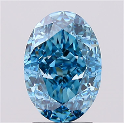 Picture of Lab Created Diamond 3.12 Carats, Oval with  Cut, Fancy Vivid Blue Color, VVS2 Clarity and Certified by IGI