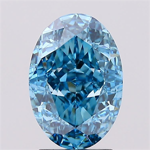 Picture of Lab Created Diamond 3.12 Carats, Oval with  Cut, Fancy Vivid Blue Color, VVS2 Clarity and Certified by IGI