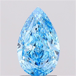Picture of Lab Created Diamond 1.60 Carats, Pear with  Cut, Fancy Vivid Blue Color, VS1 Clarity and Certified by IGI
