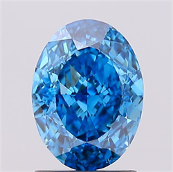 Picture of Lab Created Diamond 1.55 Carats, Oval with  Cut, Fancy Vivid Blue Color, VS1 Clarity and Certified by IGI