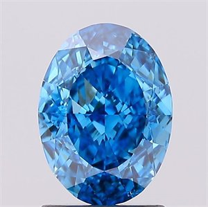 Picture of Lab Created Diamond 1.55 Carats, Oval with  Cut, Fancy Vivid Blue Color, VS1 Clarity and Certified by IGI