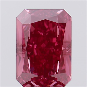 Picture of Lab Created Diamond 2.60 Carats, Radiant with  Cut, Fancy Vivid Pink Color, VVS2 Clarity and Certified by IGI