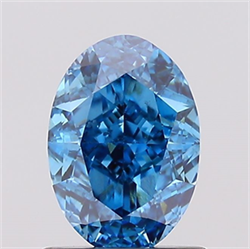 Picture of Lab Created Diamond 1.03 Carats, Oval with  Cut, Fancy Vivid Blue Color, VS2 Clarity and Certified by IGI