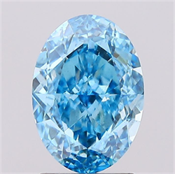 Picture of Lab Created Diamond 2.04 Carats, Oval with  Cut, Fancy Vivid Blue Color, VS2 Clarity and Certified by IGI